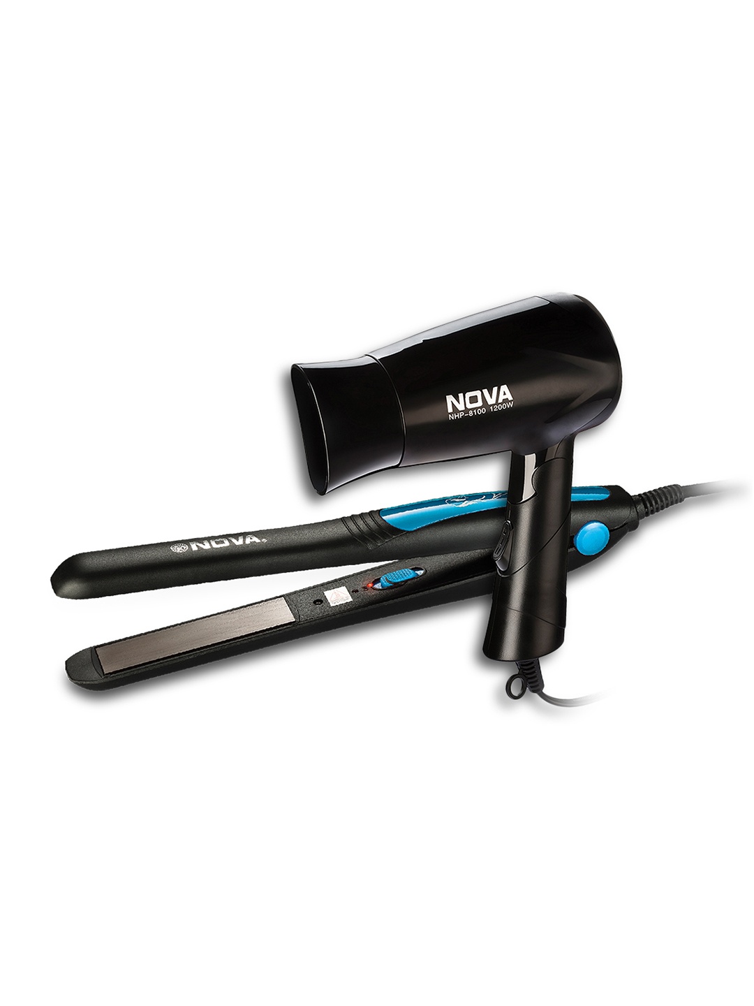 

NOVA Set of NHP 8100 Hair Dryer & NHS 841 Hair Straightener, Black