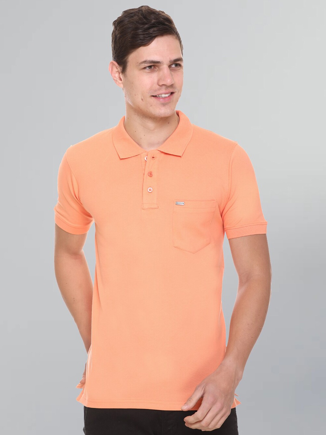 

GODFREY Men Polo Collar Cotton Rapid-Dry T-shirt, Orange