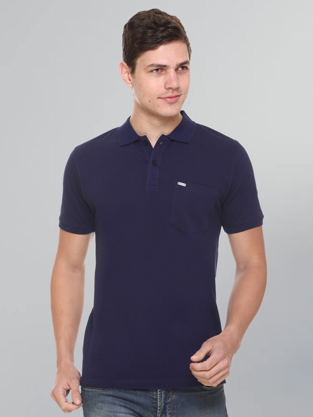 GODFREY Polo Collar Rapid-Dry Cotton T-shirt, Navy blue