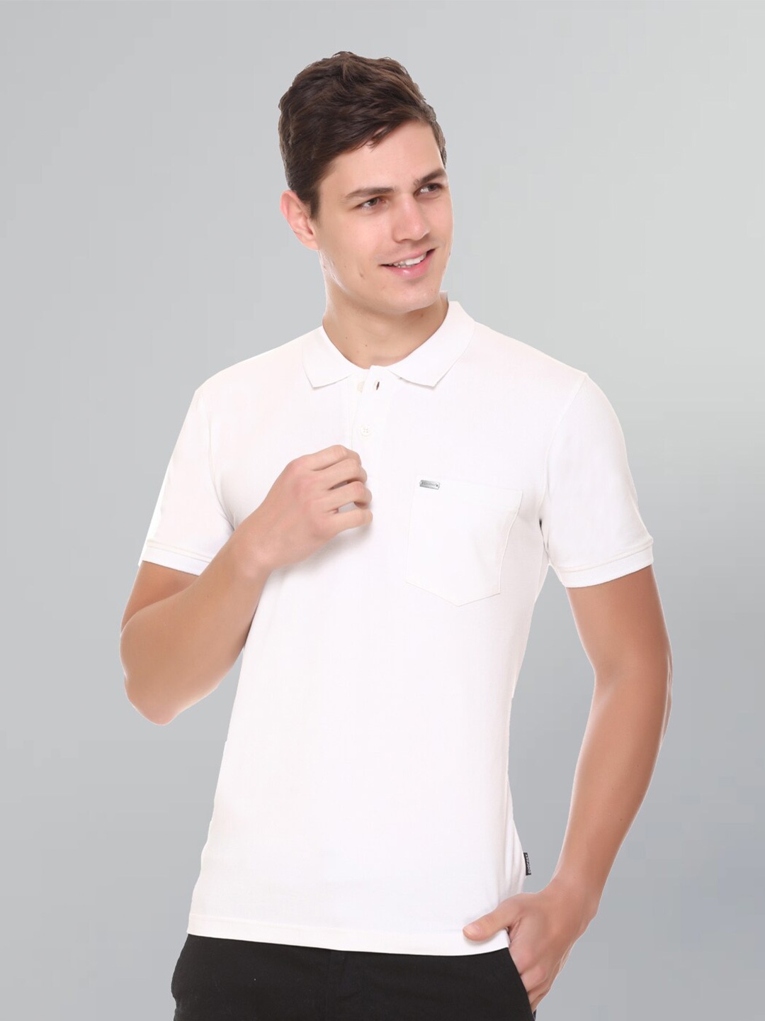 GODFREY Polo Collar Cotton Rapid-Dry T-shirt, White