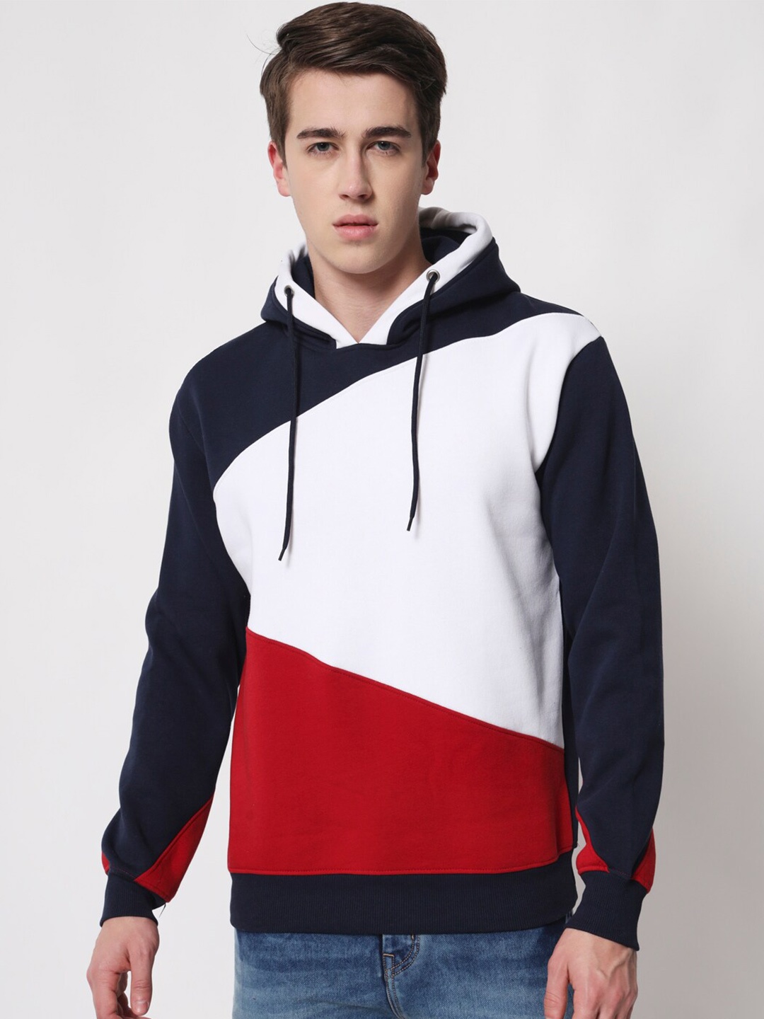 

HOLDIT Men Colourblocked Hooded Fleece Pullover Sweatshirt, Red