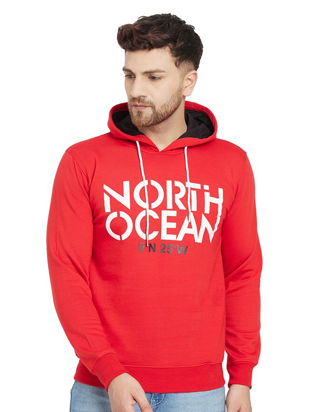 

HOLDIT Men Typography Printed Hooded Pullover Sweatshirt, Red