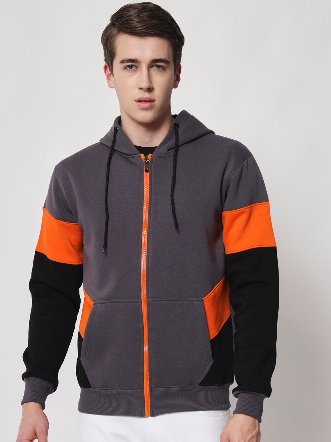 

HOLDIT Men Colourblocked Hooded Fleece Pullover Sweatshirt, Grey