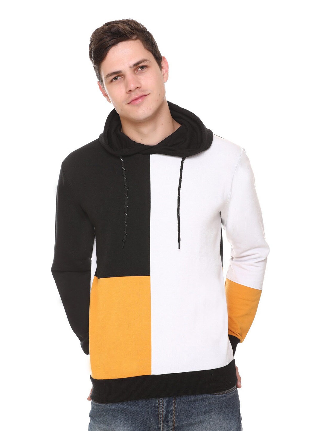

HOLDIT Men Colourblocked Hooded Fleece Sweatshirt, Black
