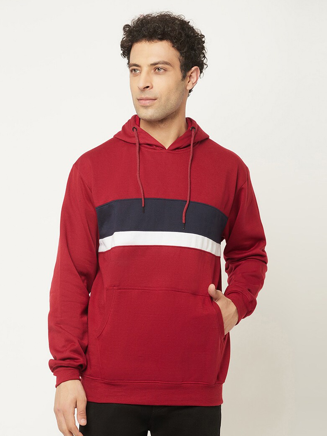 

HOLDIT Men Colourblocked Kangaroo Pocket Hooded Pullover Sweatshirt, Red