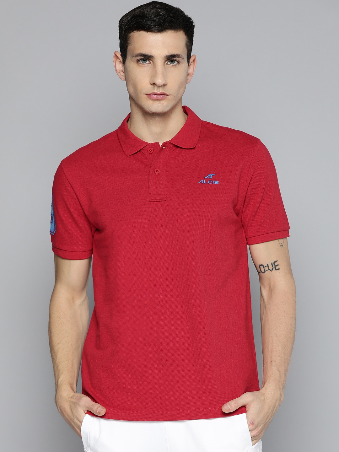 

Alcis Typography Printed Polo Collar Regular Fit T-shirt, Red