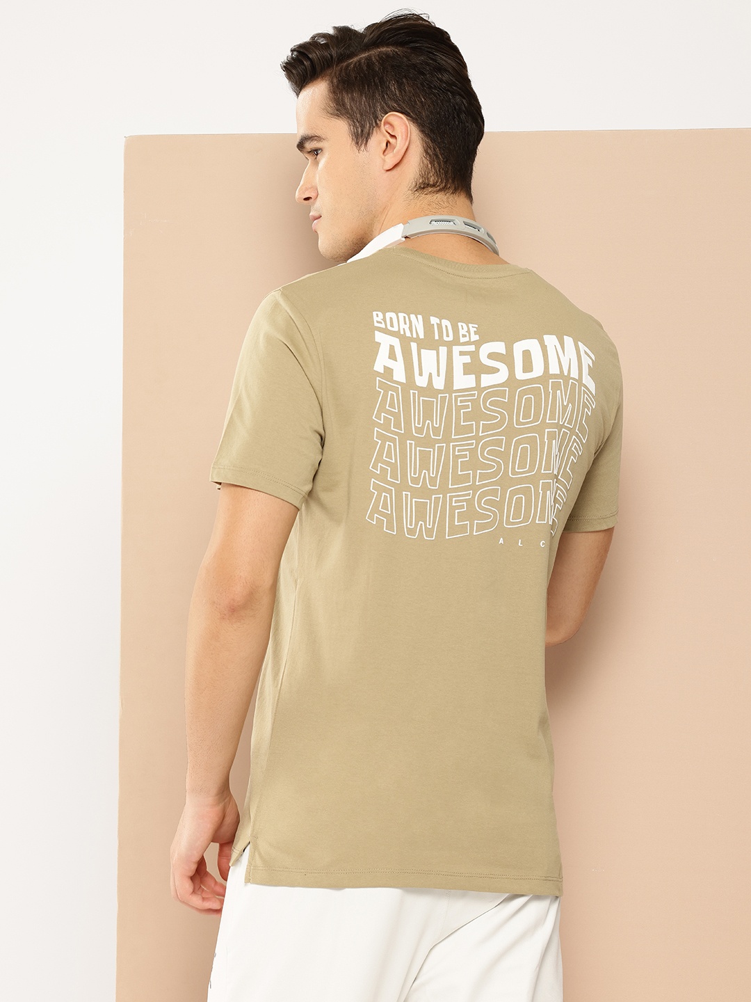 

Alcis Men Typography Printed T-shirt, Beige