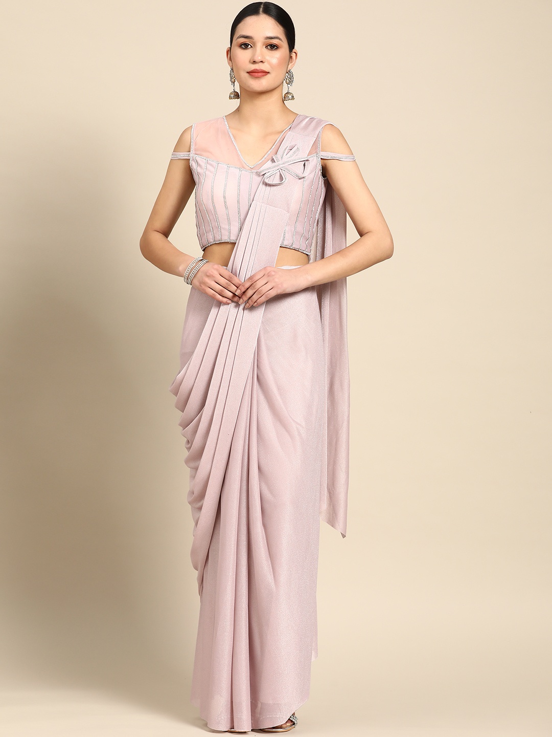 

Grancy Ready to Wear Leheriya Saree, Pink