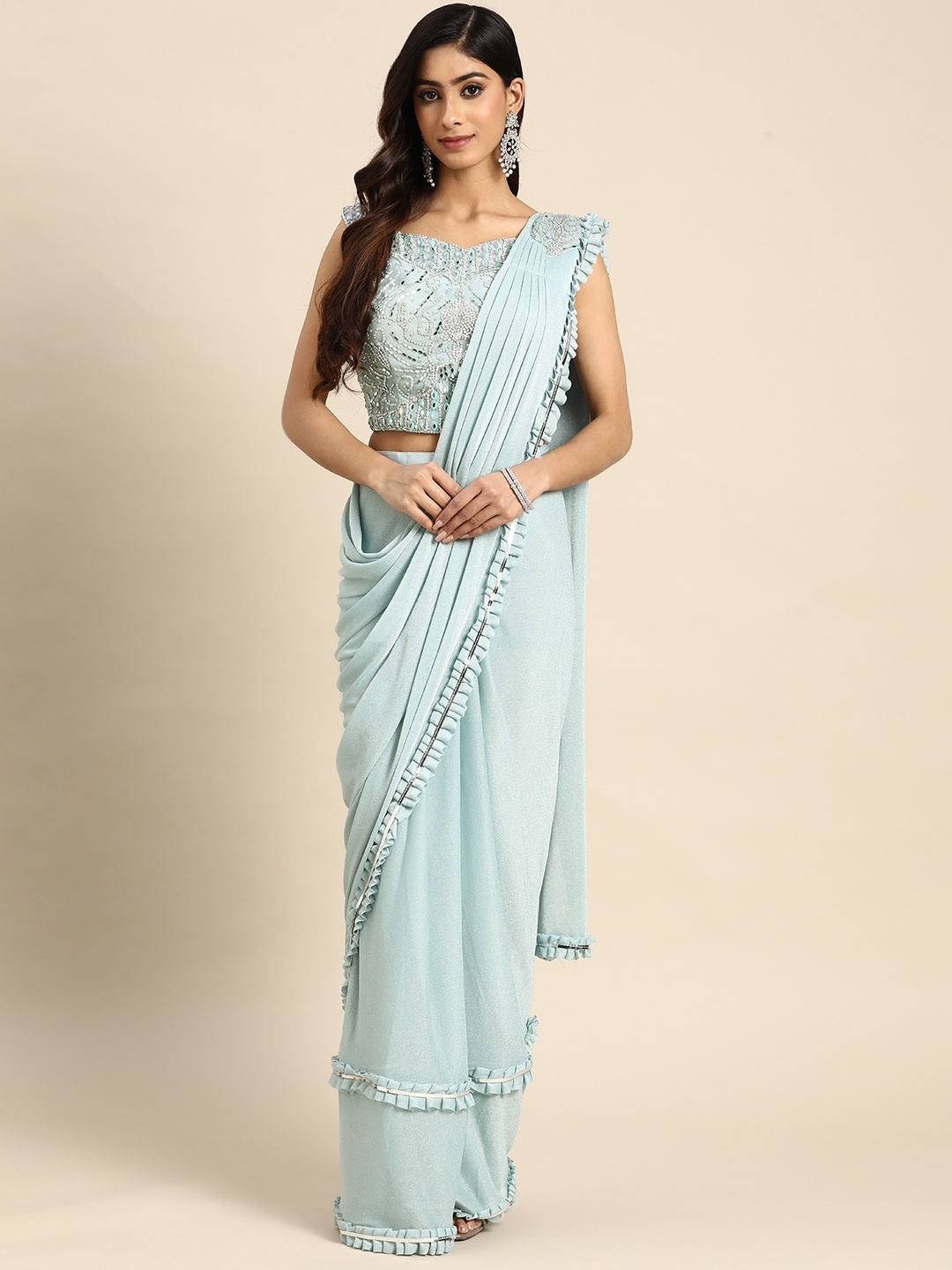 

Grancy Gotta Patti Ready To Wear Saree, Blue