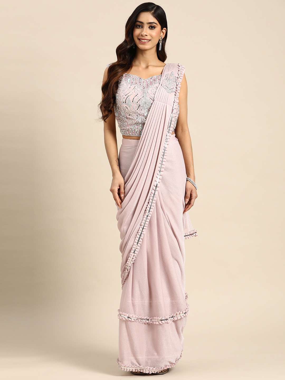 

Grancy Gotta Patti Ready To Wear Saree, Pink