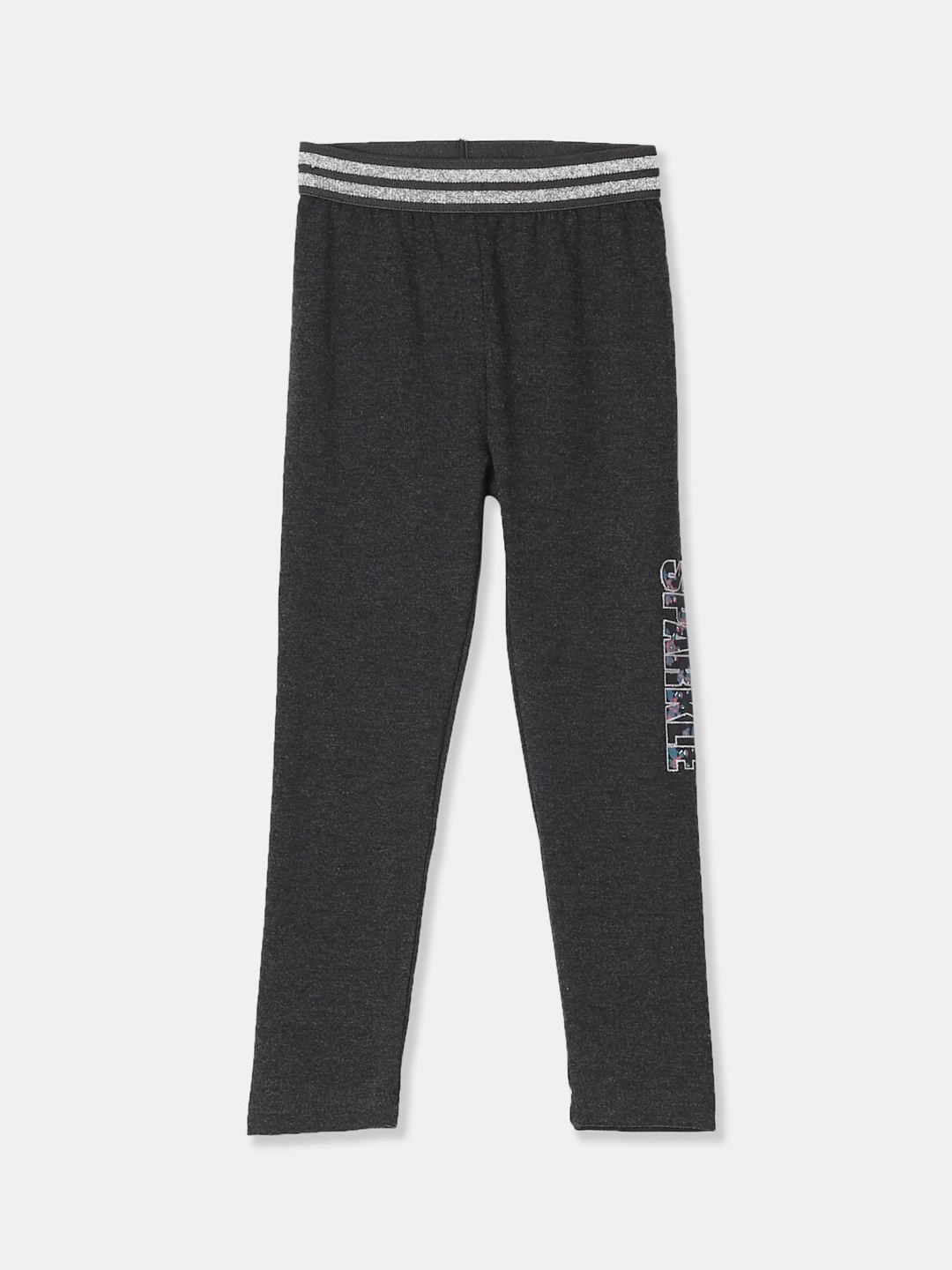 

V-Mart Girls Printed Pure Cotton Leggings, Grey