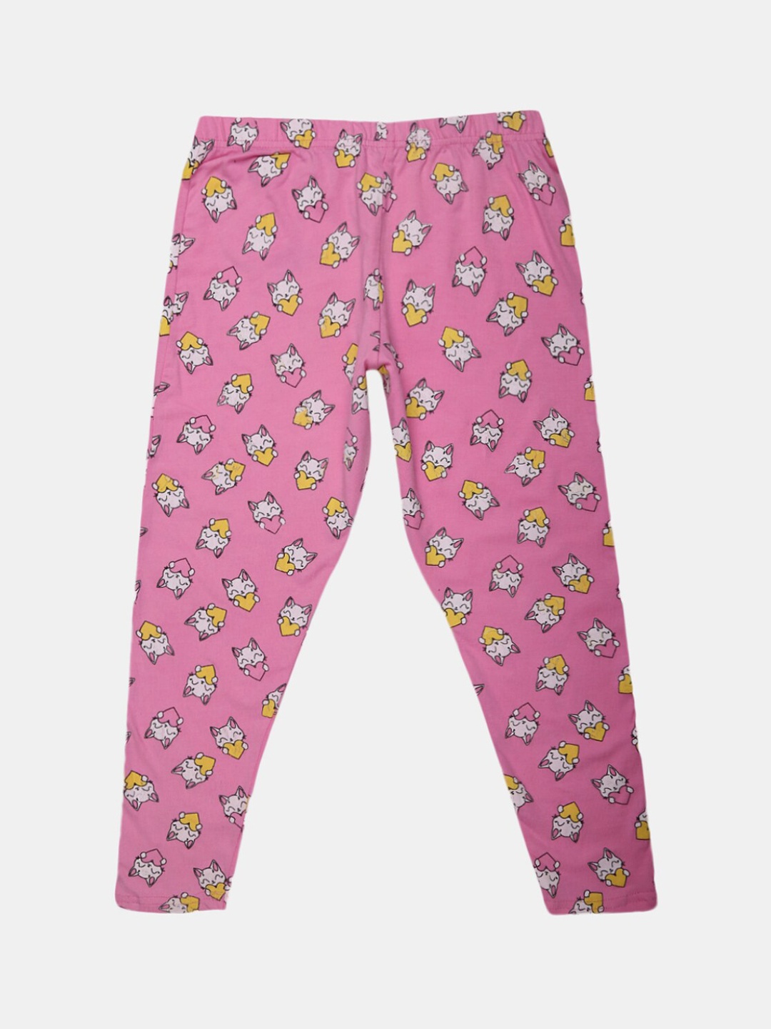 

V-Mart Girls Printed Cotton Lycra Ankle Length Leggings, Pink