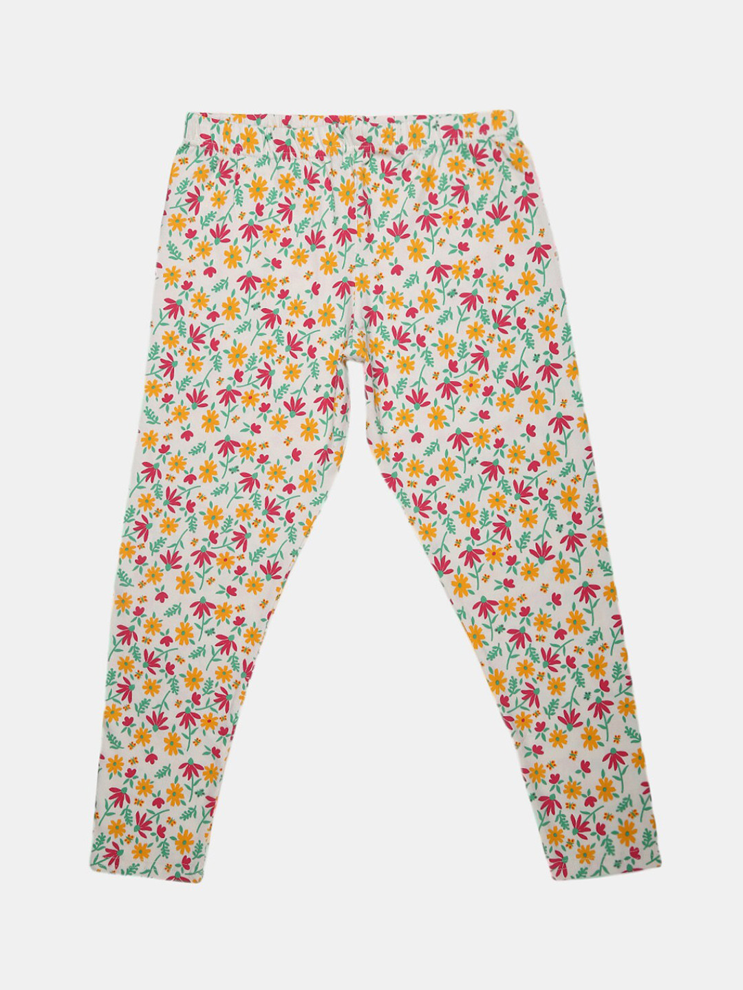 

V-Mart Girls Printed Cotton Lycra Ankle Length Leggings, White