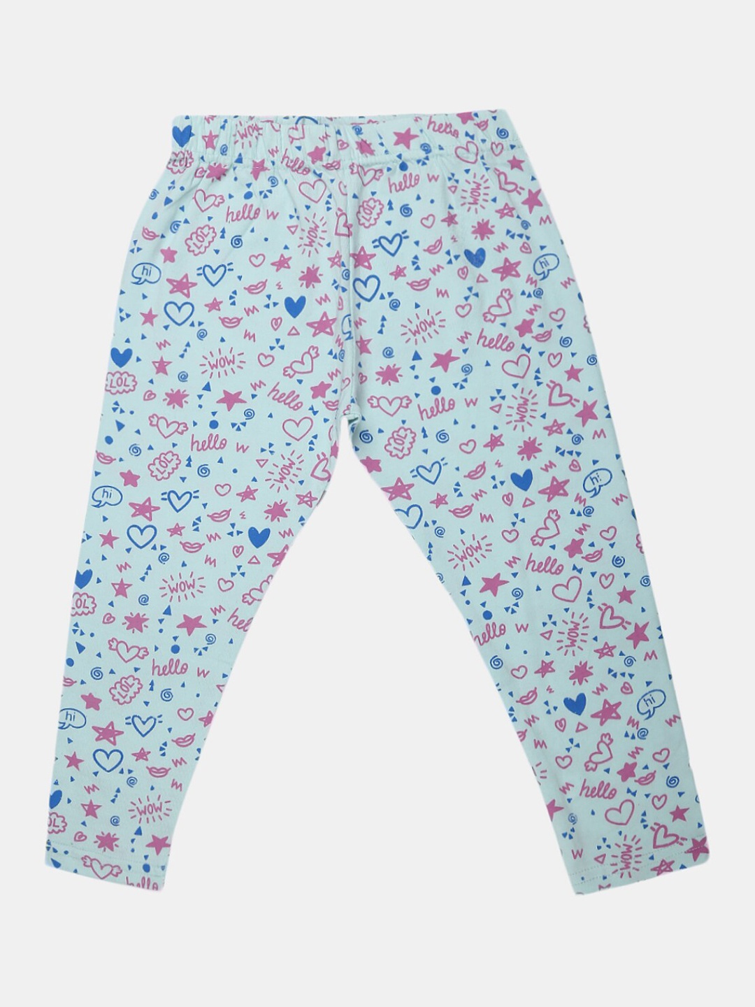 

V-Mart Girls Printed Ankle Length Leggings, Blue