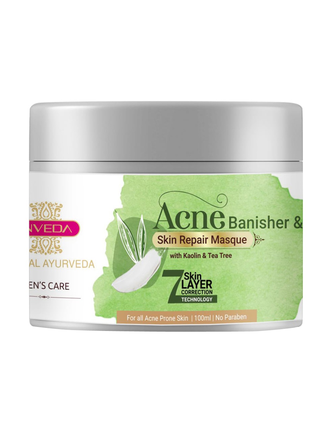 

Inveda Acne Banisher & Skin Repair Masque with Kaolin & Tea Tree - 100 ml, Green