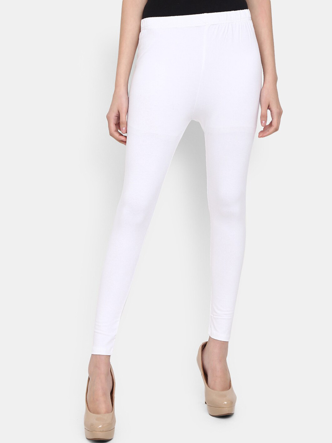 

V-Mart Ankle-Length Cotton Lycra Leggings, White