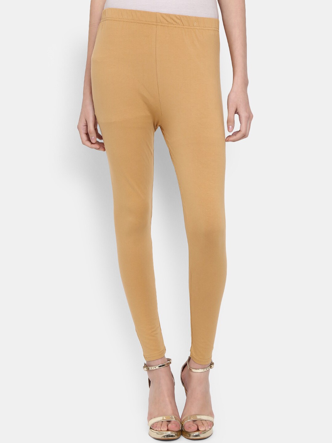

V-Mart Slim Fit Ankle-Length Cotton Lycra Leggings, Beige