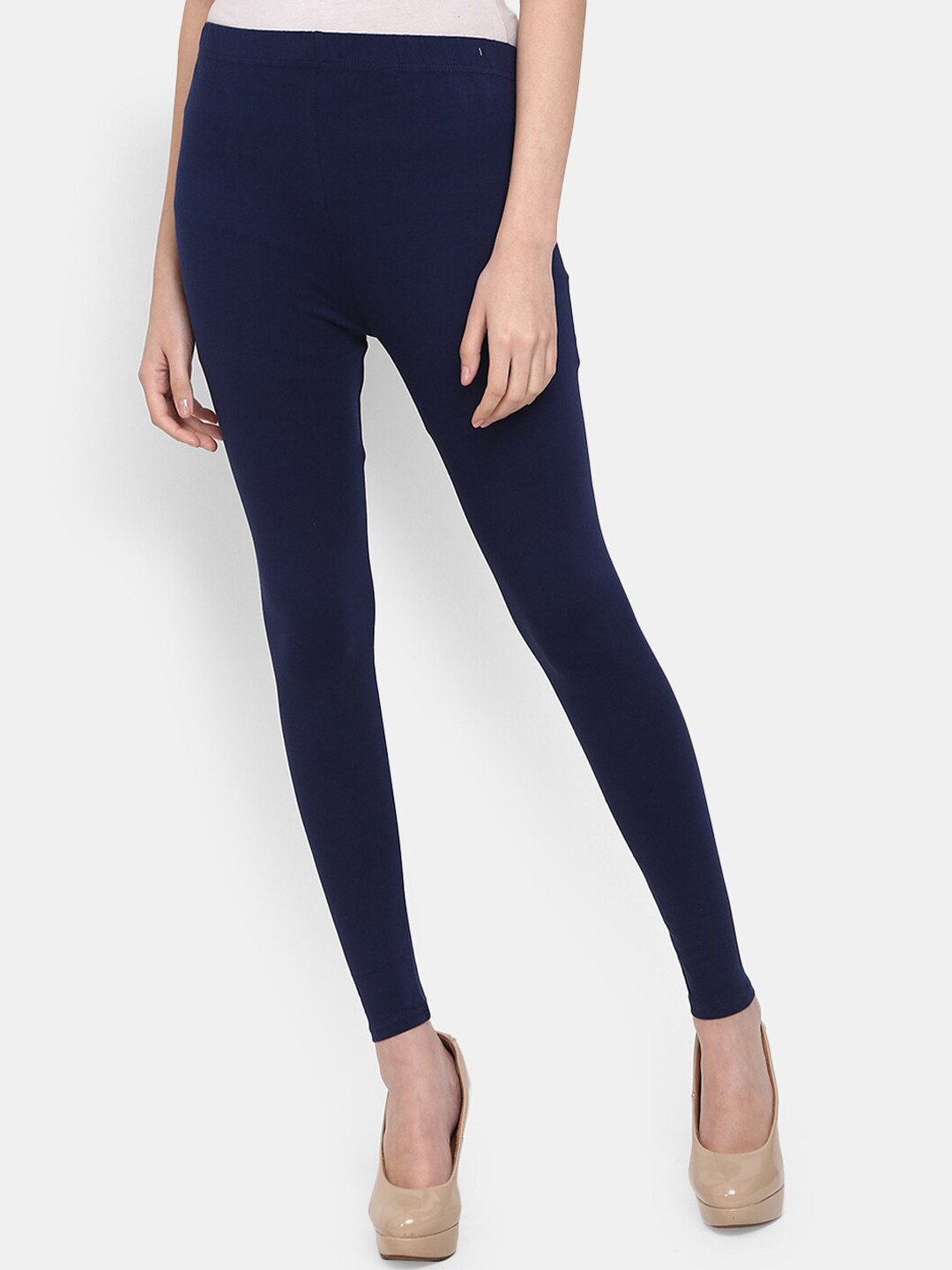 

V-Mart Slim Fit Ankle-Length Cotton Lycra Leggings, Navy blue