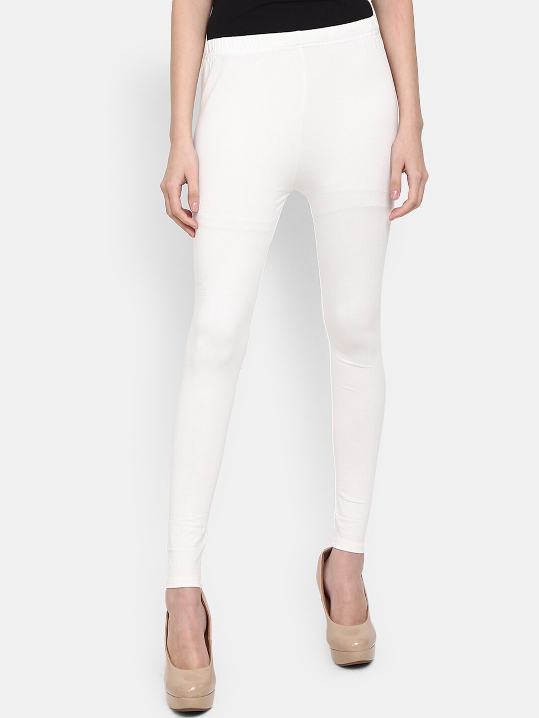 

V-Mart Cotton Lycra Ankle Length Leggings, White