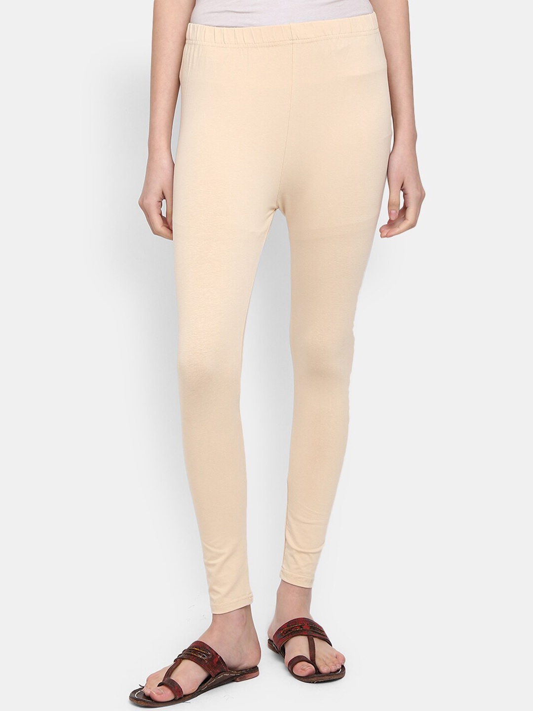 

V-Mart Cotton Lycra Ankle Length Leggings, Beige