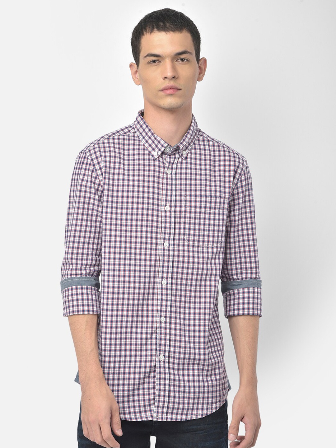 

Woodland Men Checked Pure Cotton Casual Shirt, White