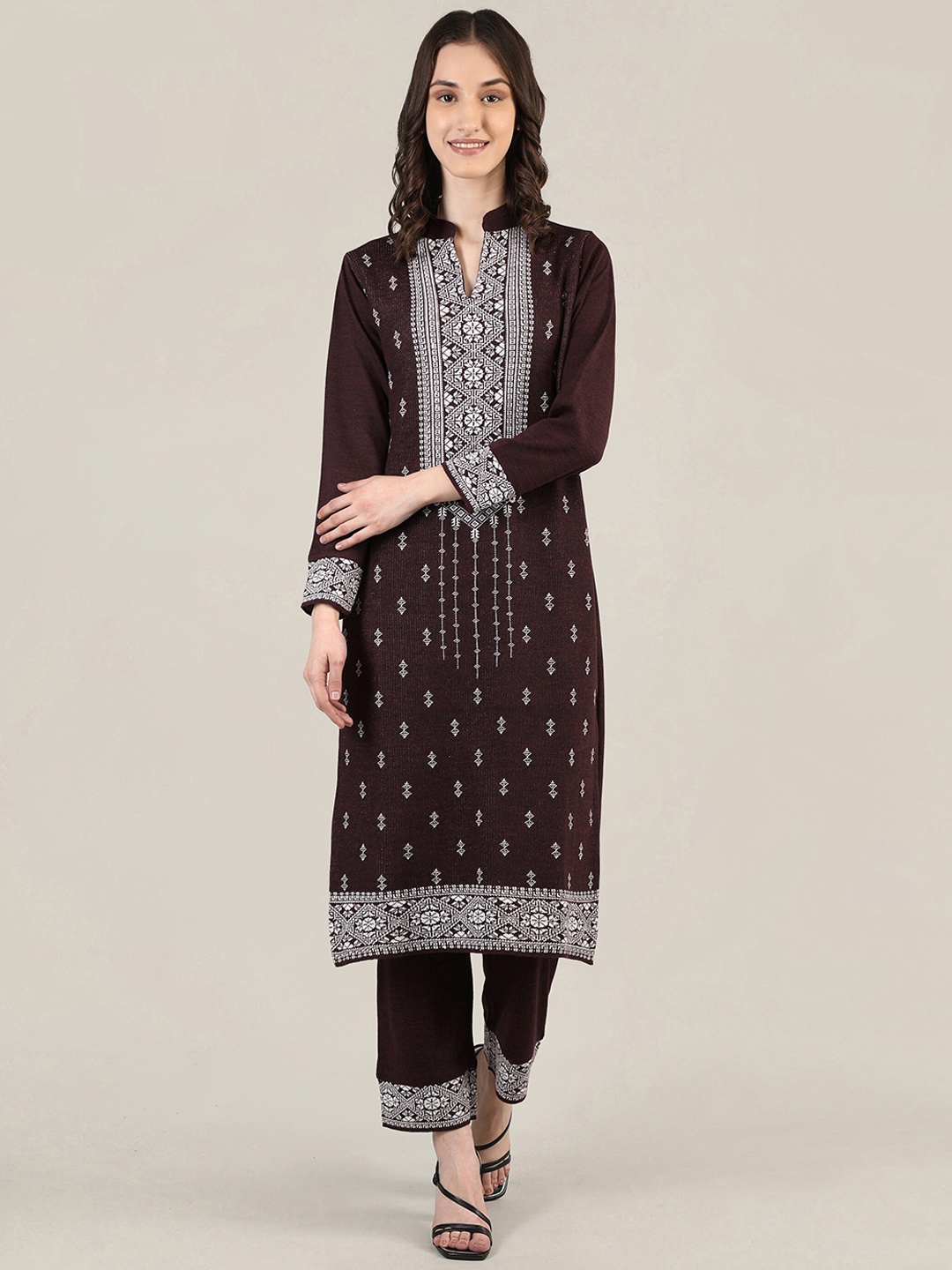 

MIKHAD Women Purple Ethnic Motif Kurta With Trousers