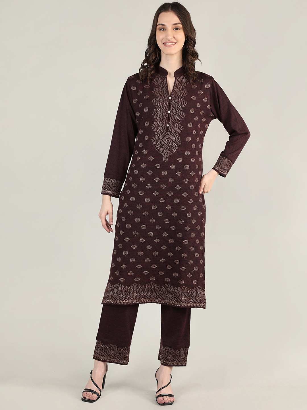 

MIKHAD Women Ethnic Motifs Printed Kurta with Trousers & Dupatta, Purple