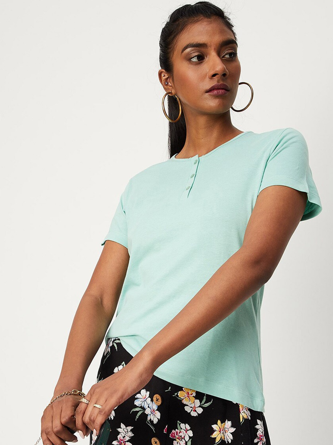 

max Laced Styled Back Cotton Top, Green