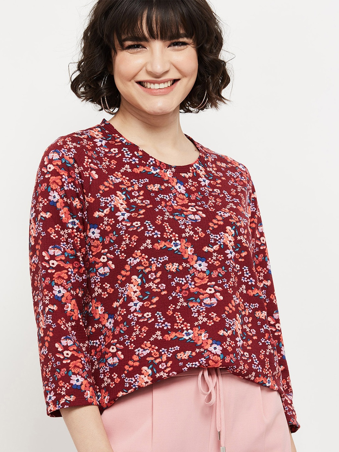 

max Floral Print Regular Top, Red