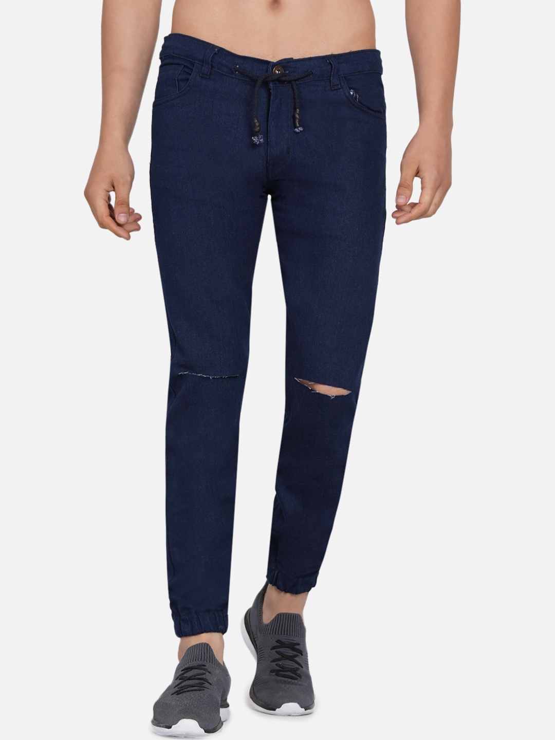 

Dais Men Skinny Fit Slash Knee Stretchable Jeans, Navy blue
