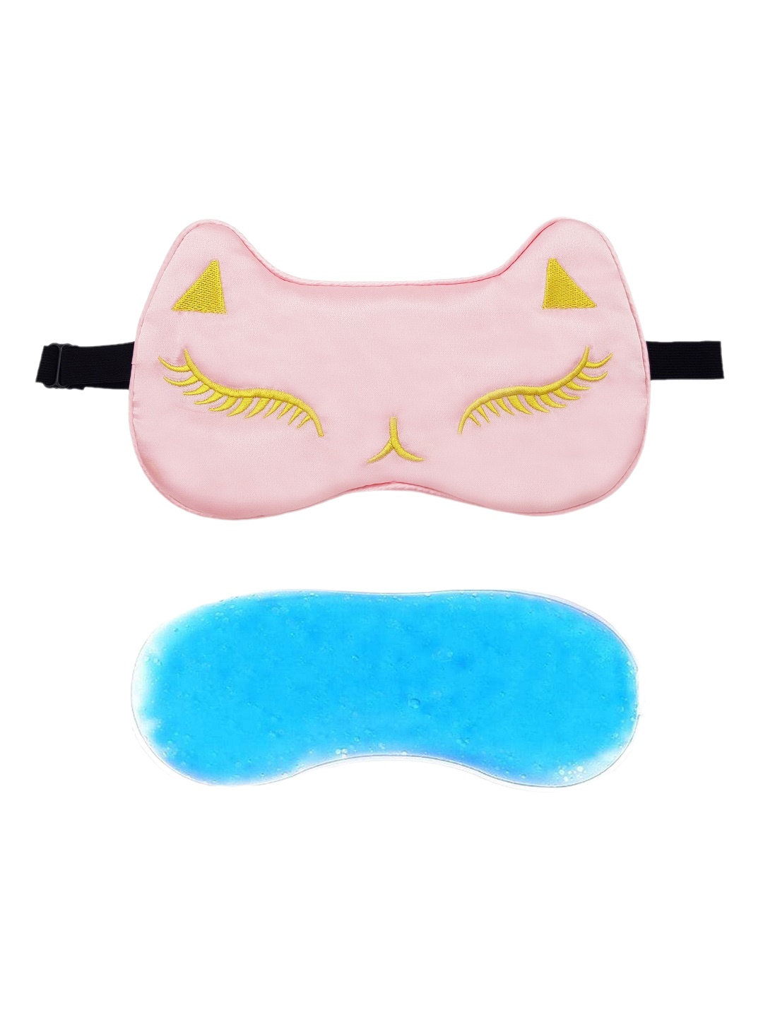 

JENNA Fur Silk Kitty Sleeping Eye Mask With Cooling Ice Gel, Pink