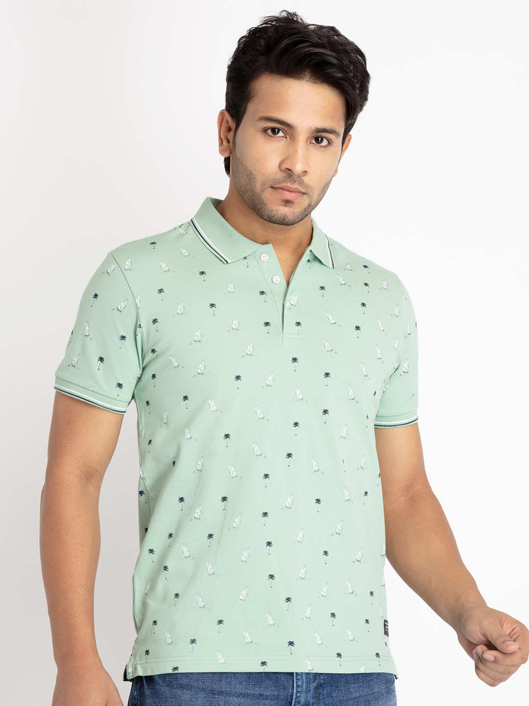 

Status Quo Men Plus Size Printed Polo Collar T-shirt, Green