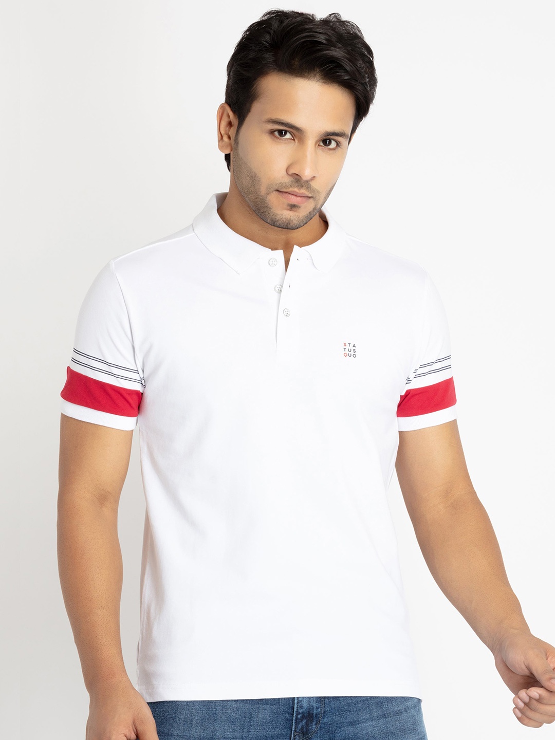 

Status Quo Men Polo Collar T-shirt, White