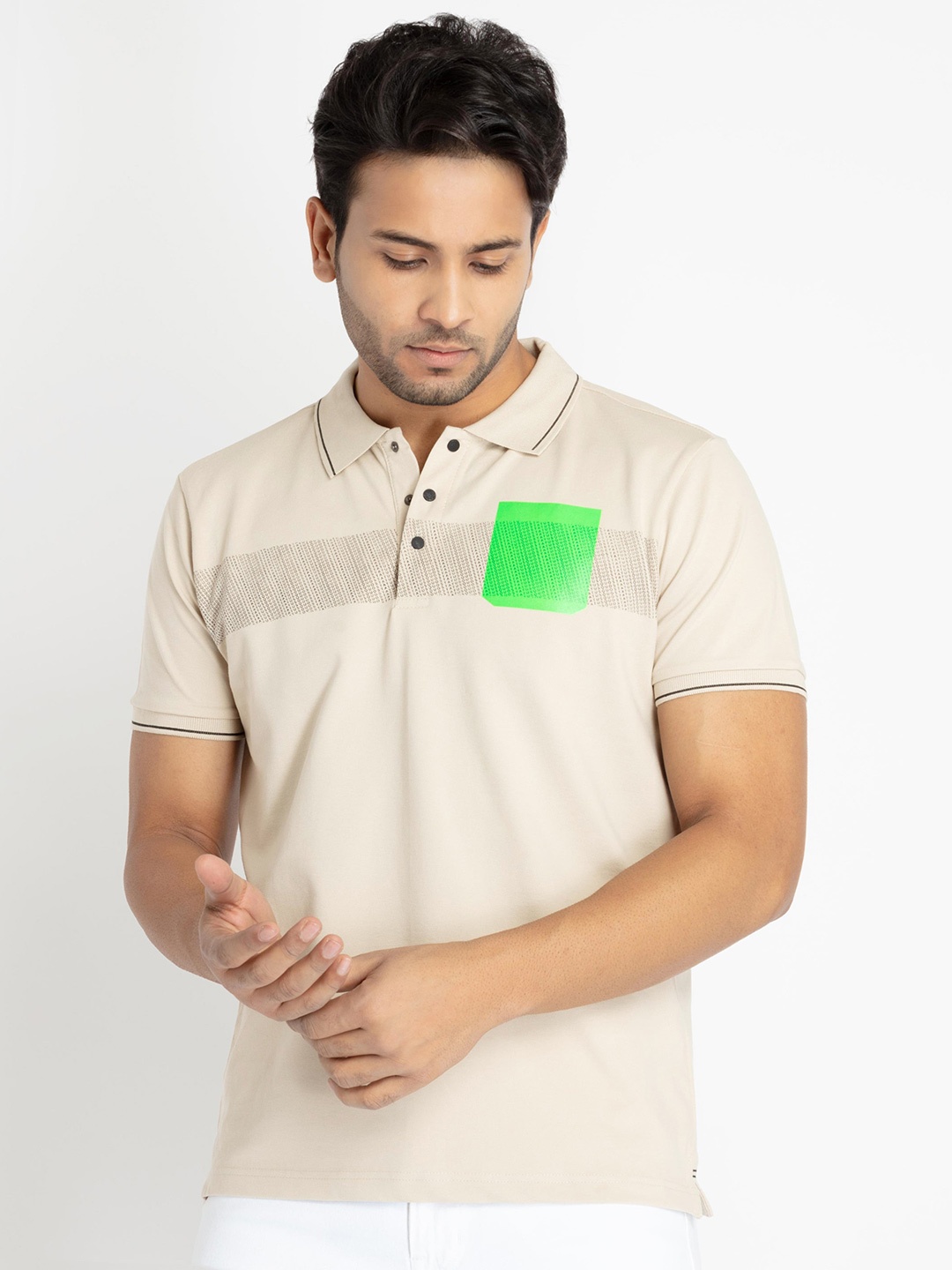 

Status Quo Polo Collar T-shirt, Beige
