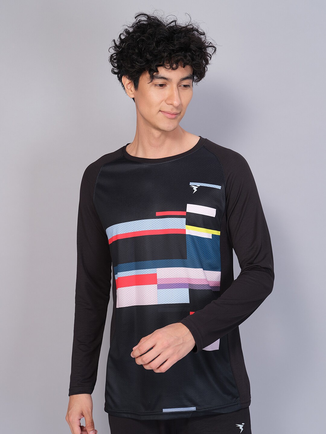 

Technosport Geometric Printed Antimicrobial T-shirt, Black