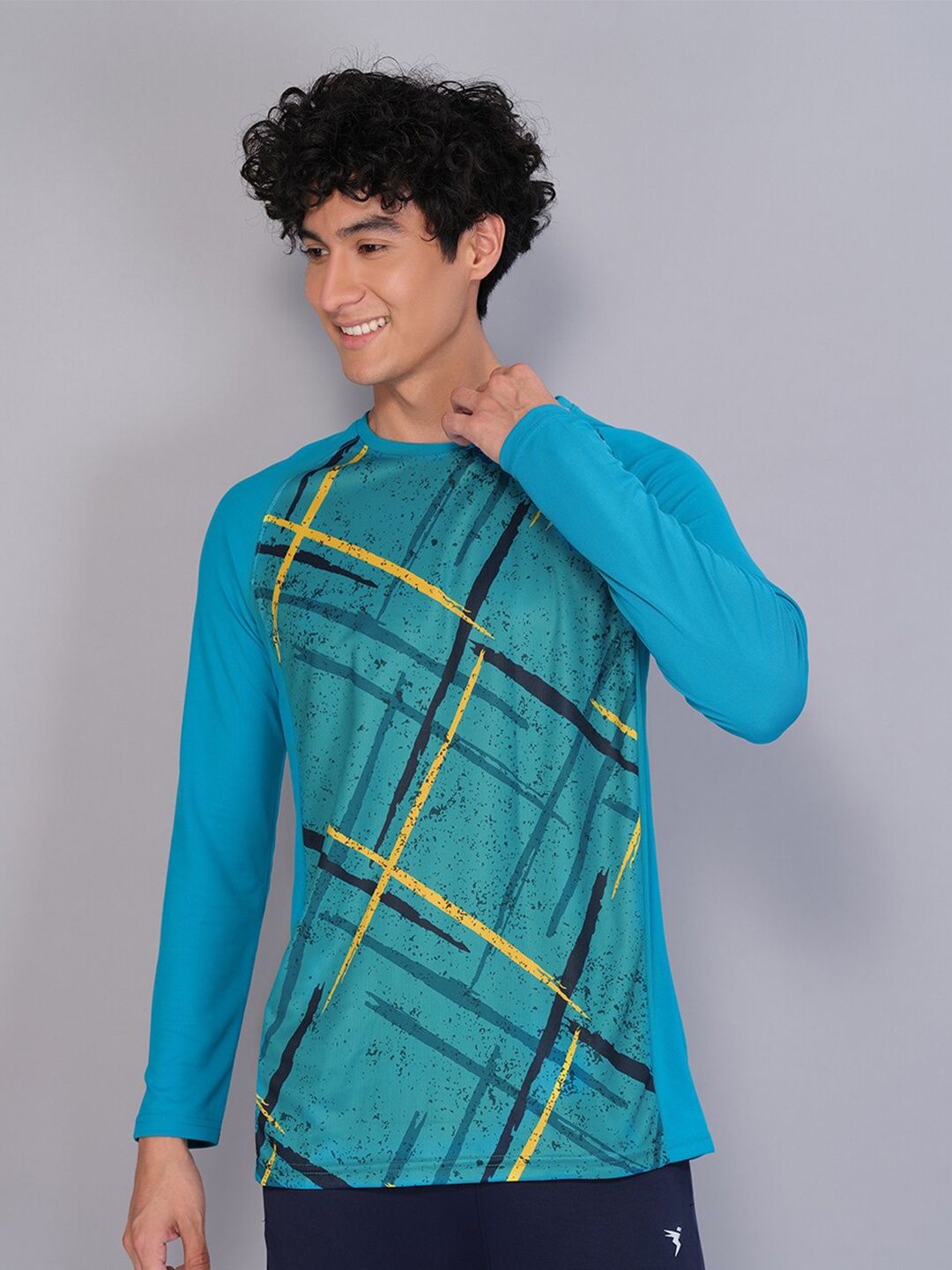 

Technosport Printed Raglan Sleeves Antimicrobial T-shirt, Turquoise blue