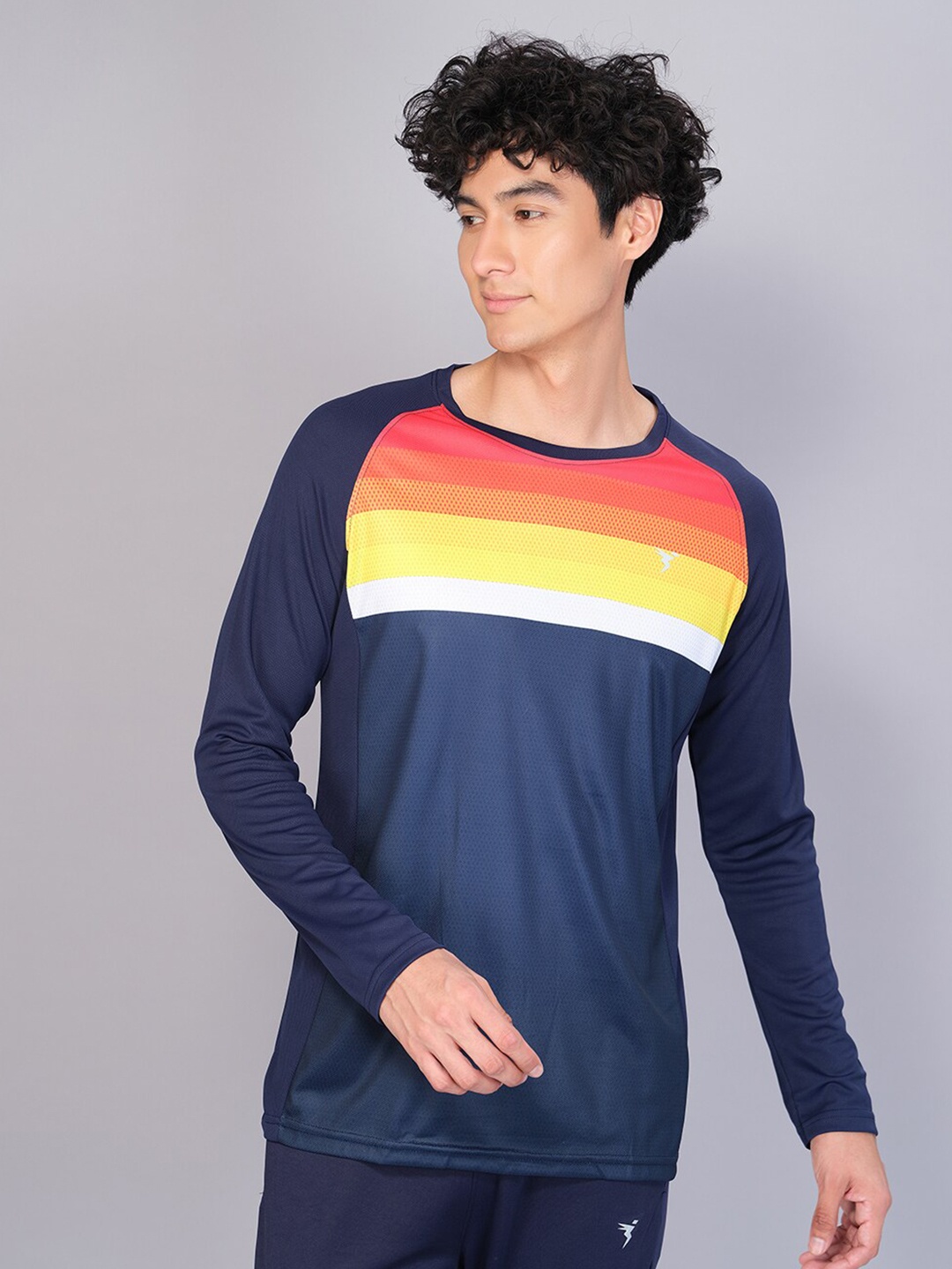 

Technosport Men Colourblocked Antimicrobial Active T-shirt, Navy blue