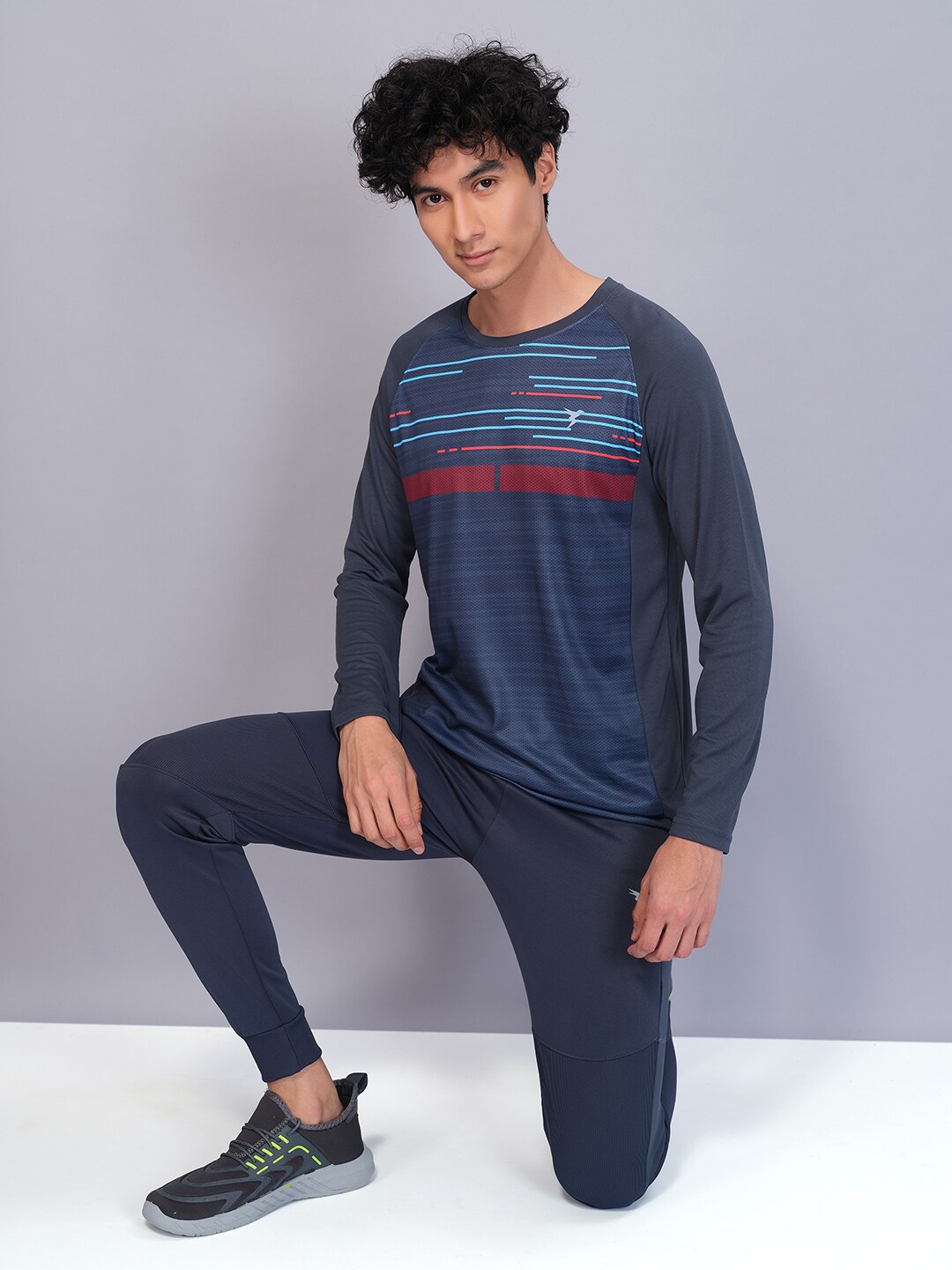 

Technosport Striped Antimicrobial Active T-shirt, Charcoal