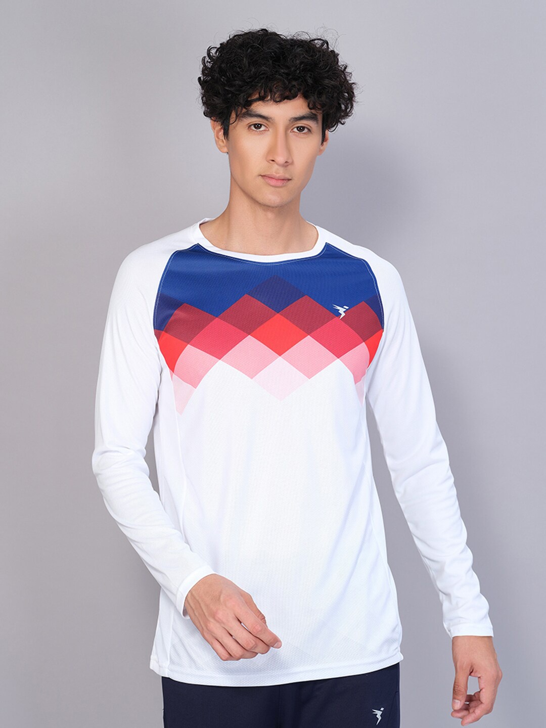 

Technosport Geometric Printed Antimicrobial Active T-shirt, White