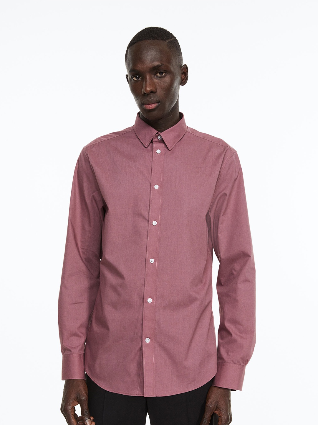 

H&M Men Slim Fit Easy-Iron Shirt, Pink