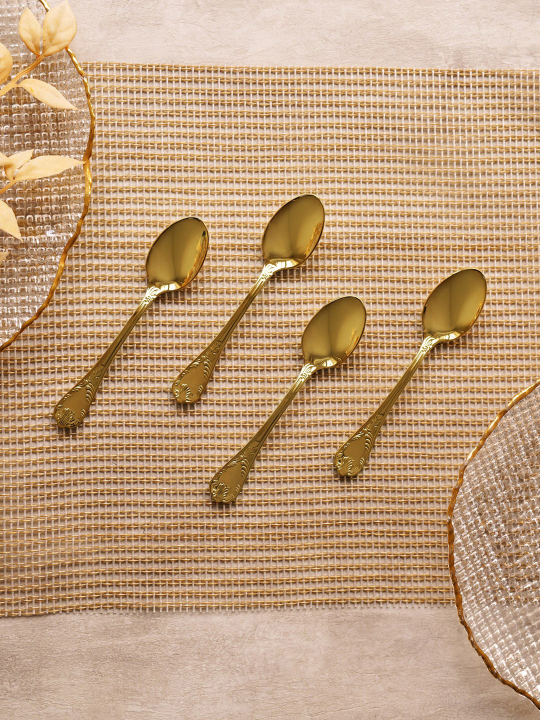 

Pure Home and Living 4 Pieces Yellow Stainless Steel Dessert Spoons