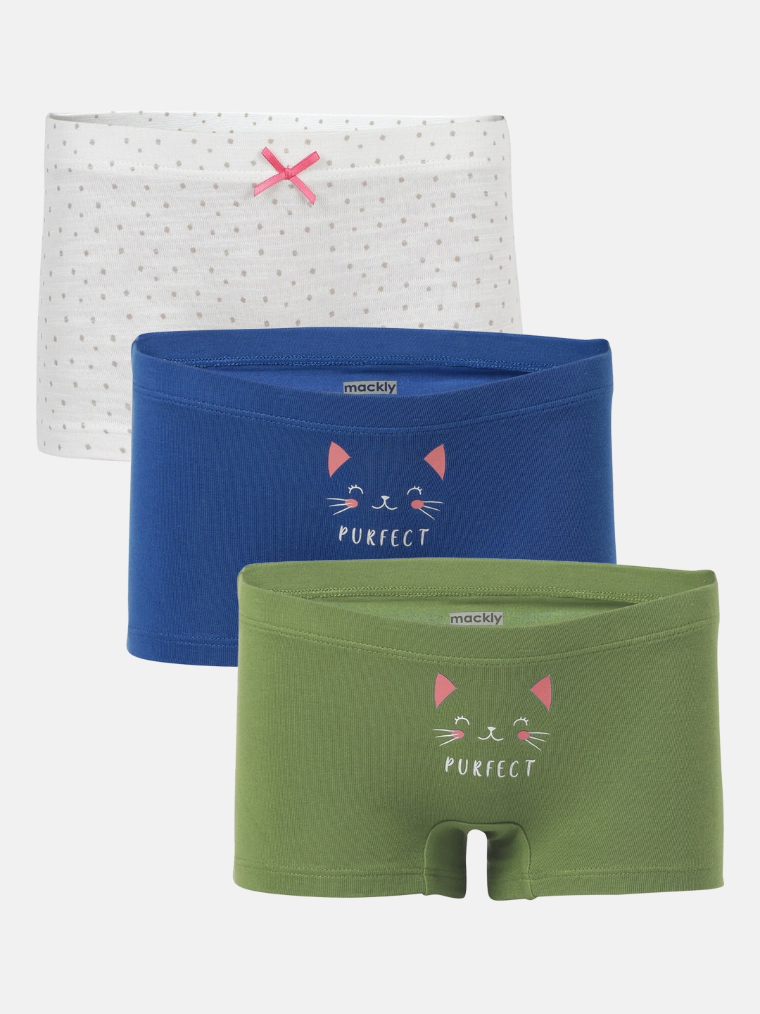 

mackly Girls Pack Of 3 Self-Design Boxer-Style Briefs-MB-78-A, Olive