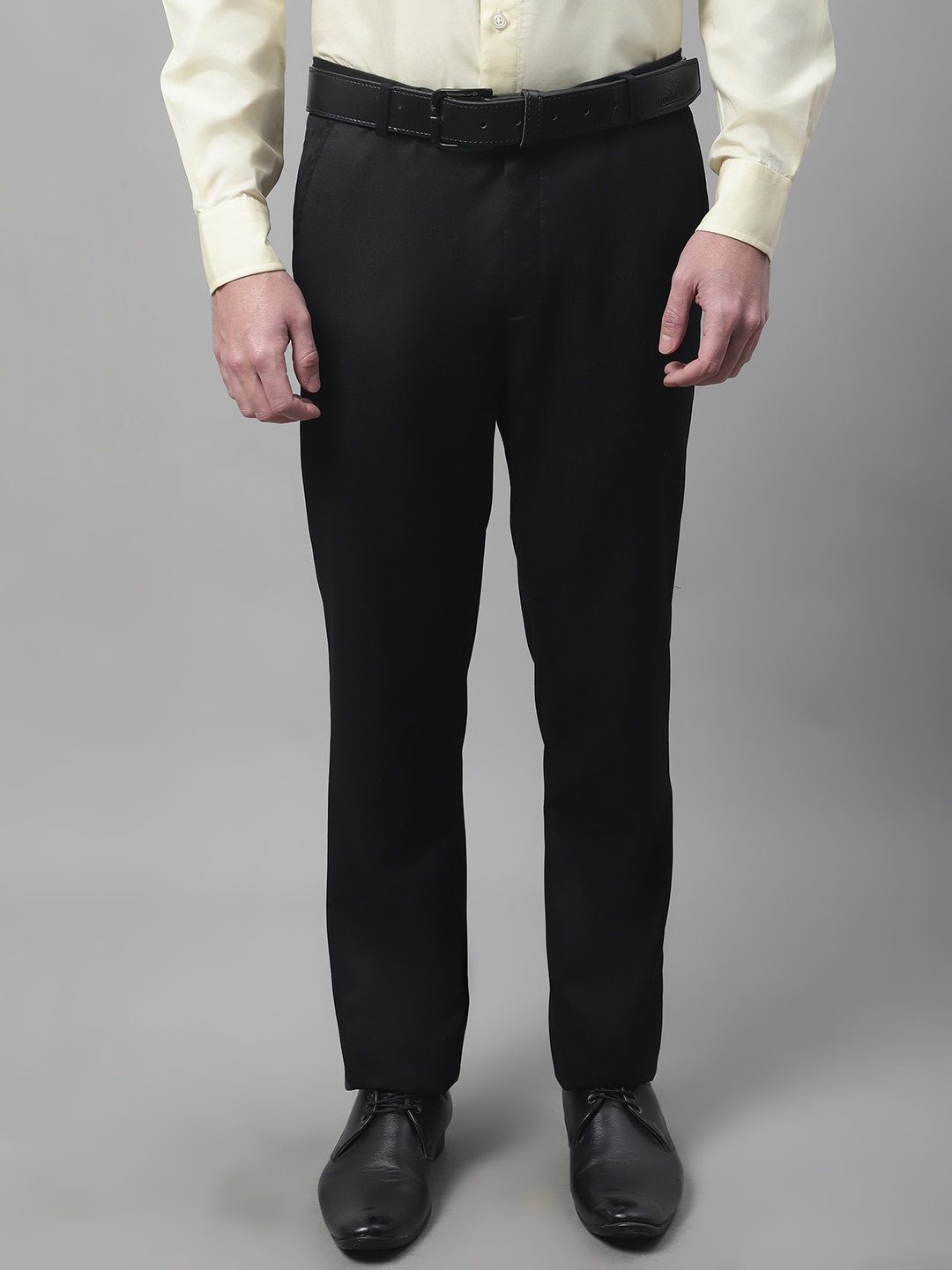 

Cantabil Men Easy Wash Mid-Rise Formal Trousers, Black