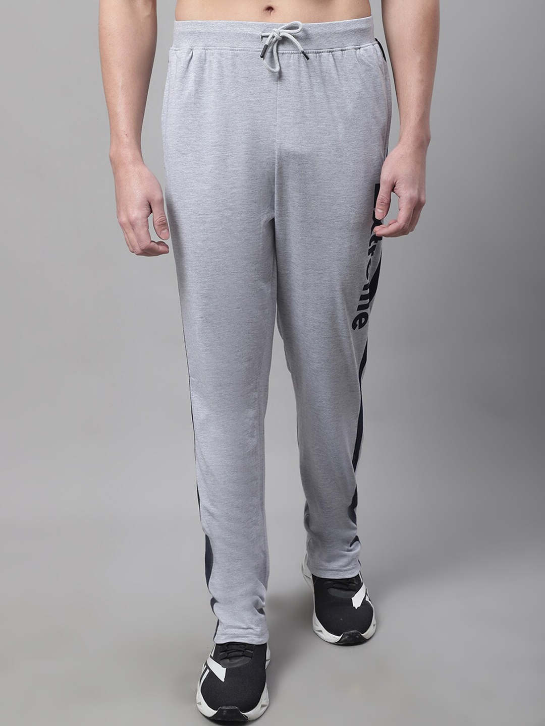 

Cantabil Men Printed Track Pants, Grey melange