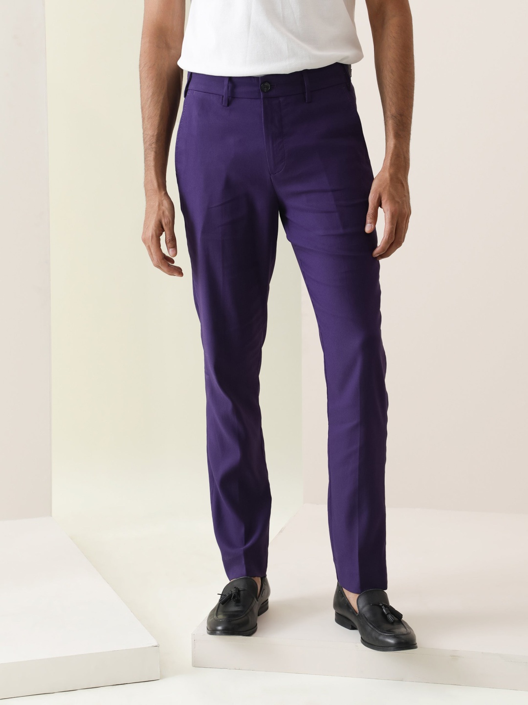 

RARE RABBIT Glade Mid-Rise Slim Fit Trouser, Purple