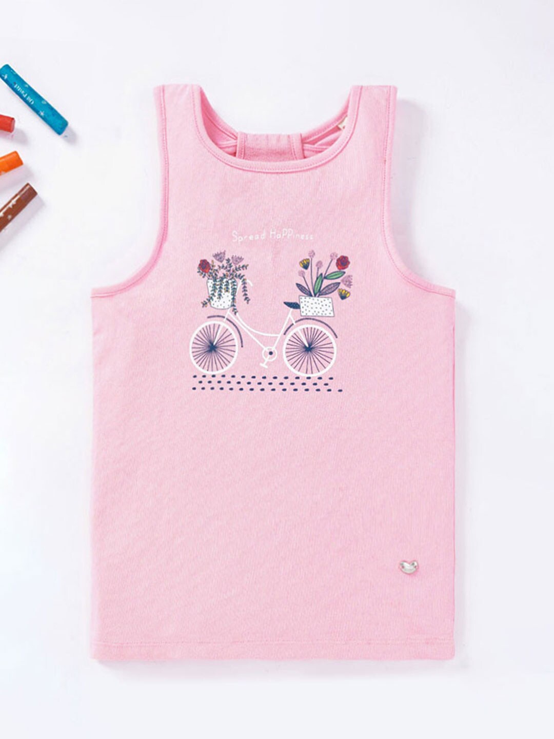 

Ed-a-Mamma Girls Printed Cotton Tank Top, Pink
