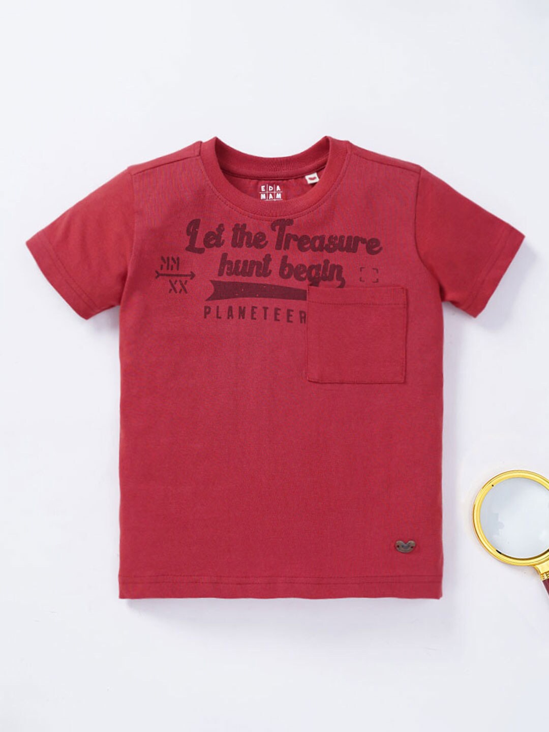 

Ed-a-Mamma Boys Typography Printed Cotton T-shirt, Red