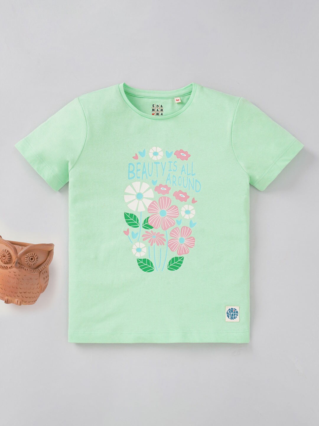

Ed-a-Mamma Girls Floral Printed Cotton T-shirt, Green