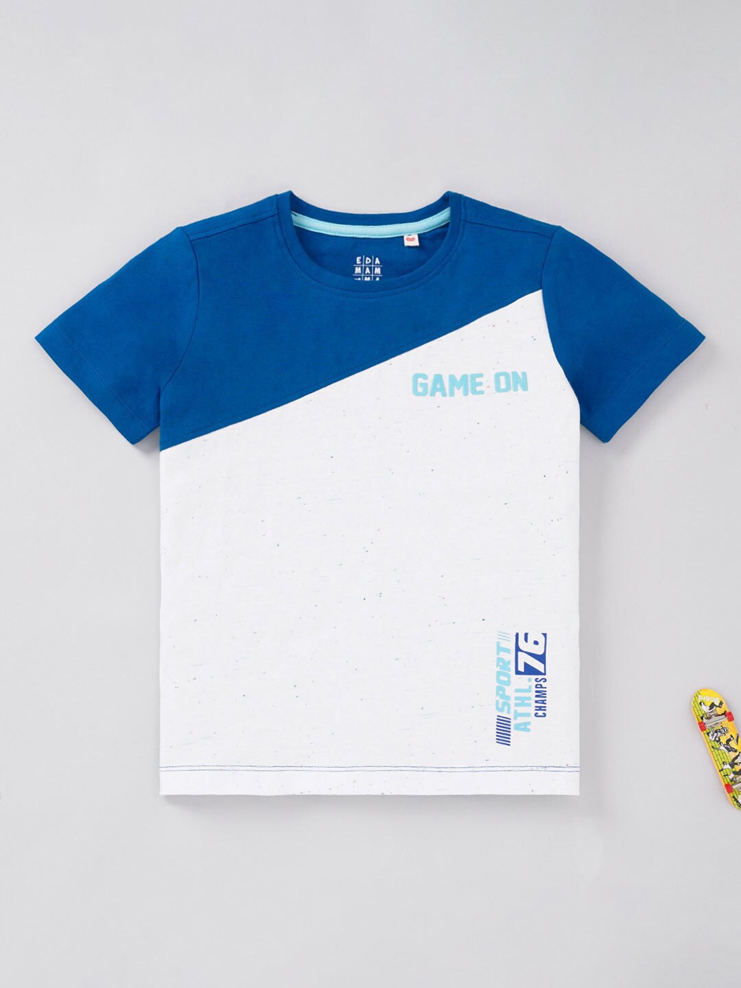 

Ed-a-Mamma Boys Colourblocked Cotton T-shirt, Blue