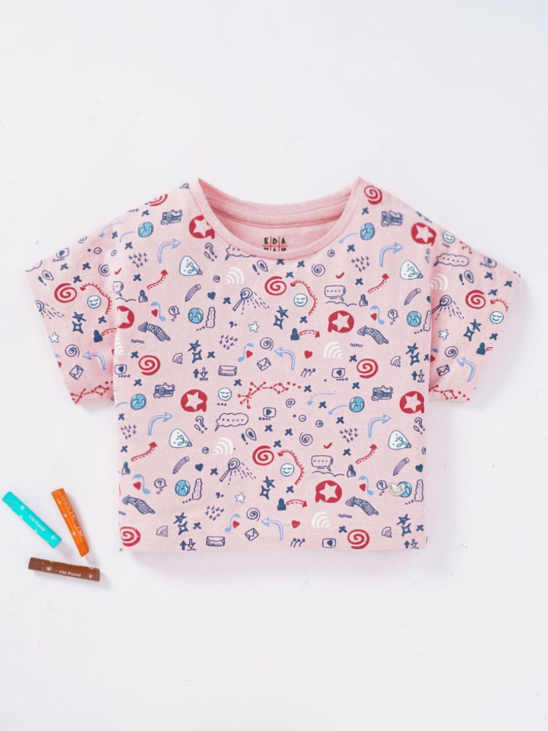 

Ed-a-Mamma Girls Conversational Printed Cotton T-shirt, Pink